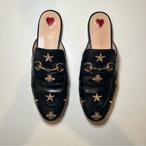 GUCCI Princetown Bees & Stars Embroidered Mules